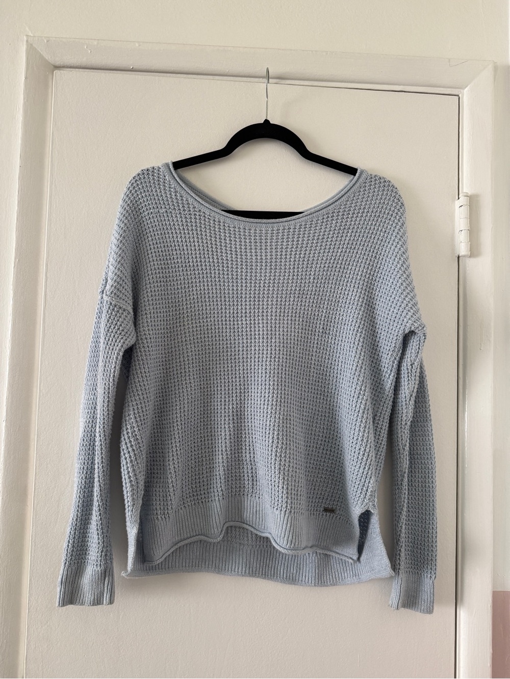 Hollister Y2K Light Blue Waffle Knit Sweater Oversized S